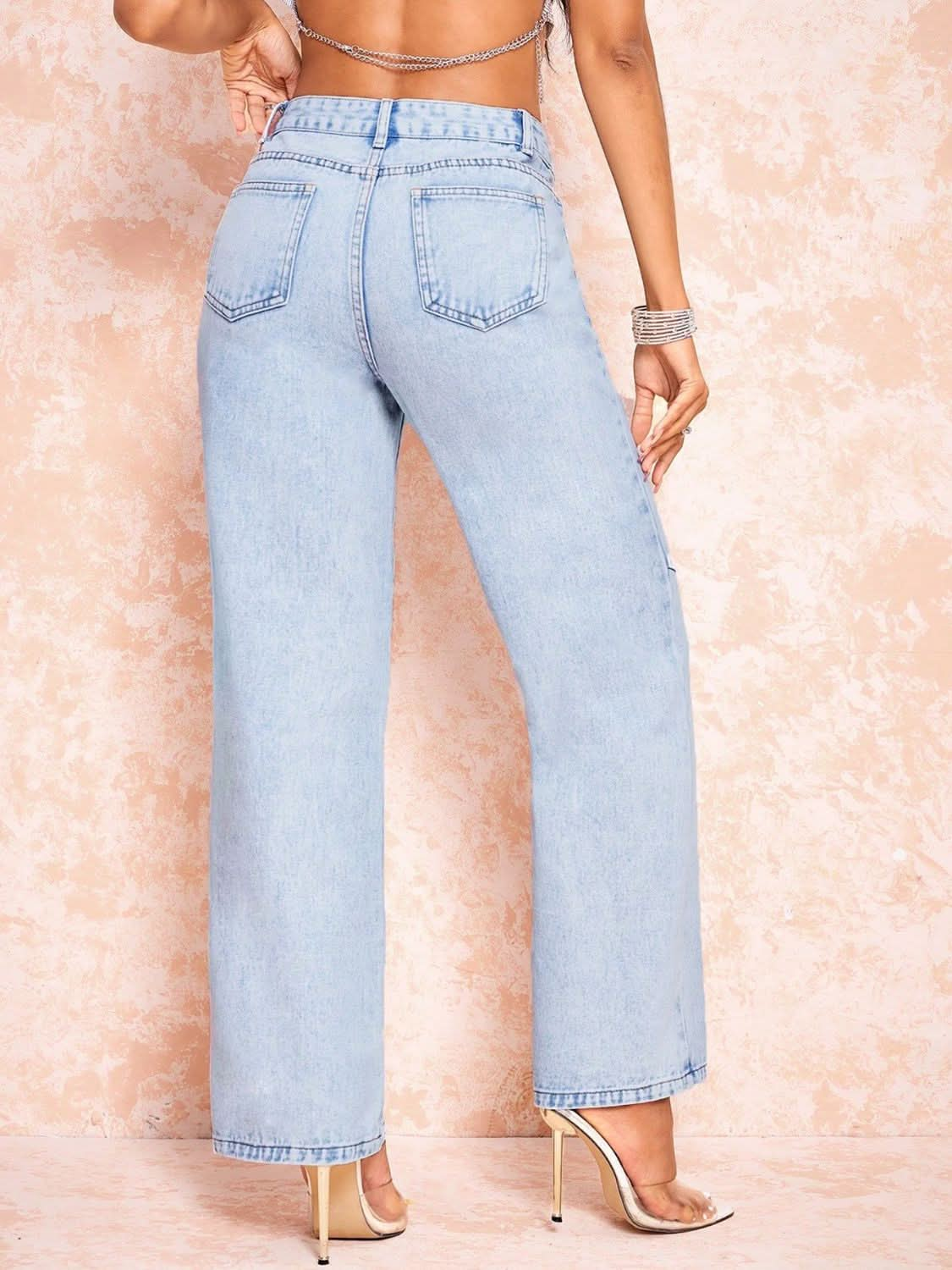 Straight Leg Jeans with Pockets