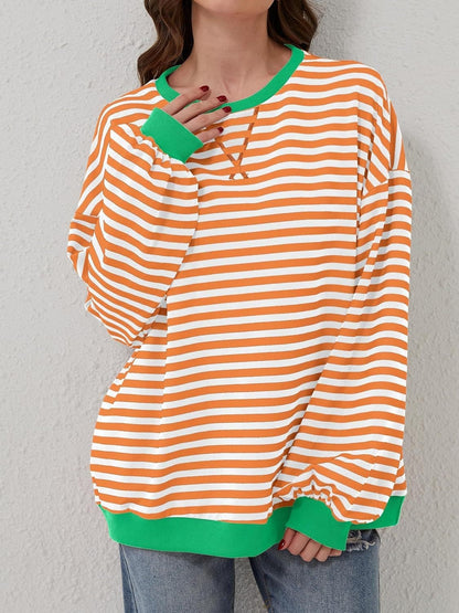 Contrast Striped Long Sleeve Sweatshirt.