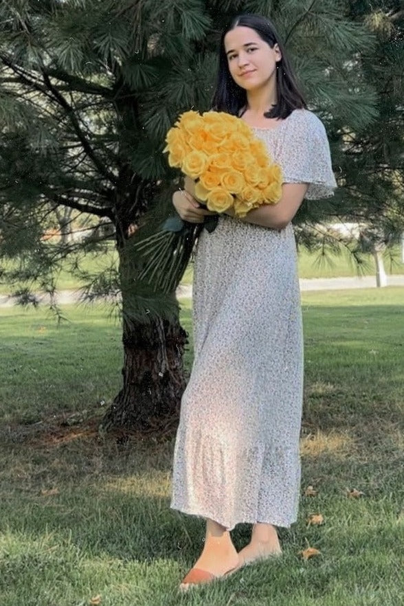 Ivory Floral Smocked Maxi Dress PinkBlush