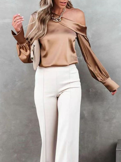 Chic asymmetrical long sleeve top