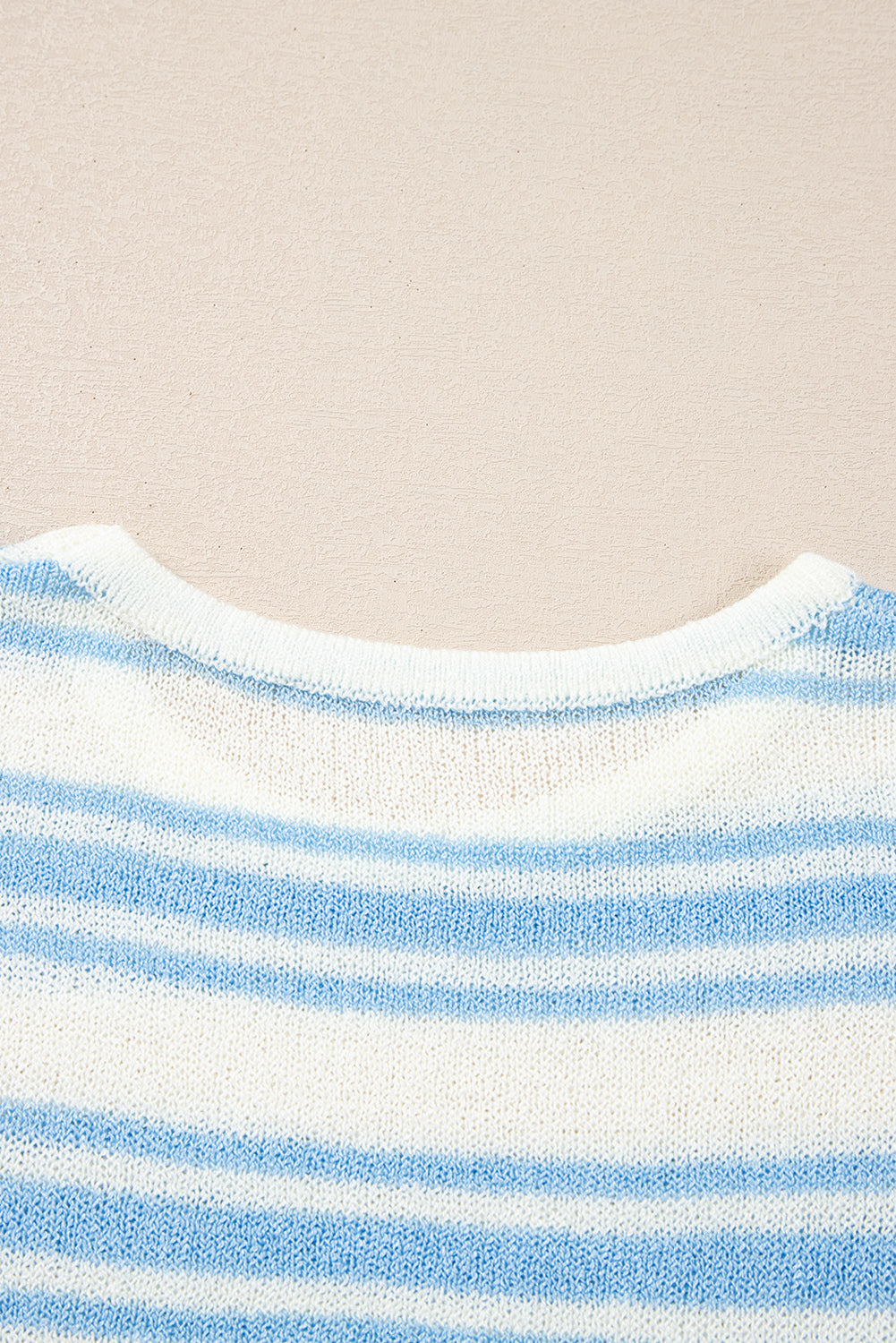 Sky Blue Striped Boxy Wide Sleeve Sweater Tee