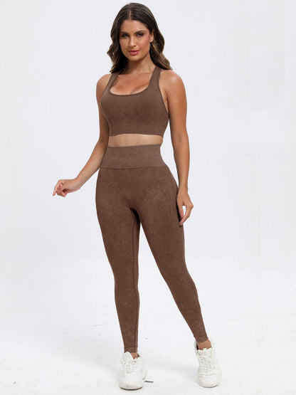 Scoop Neck Wide Strap Top and Pants Active Set.