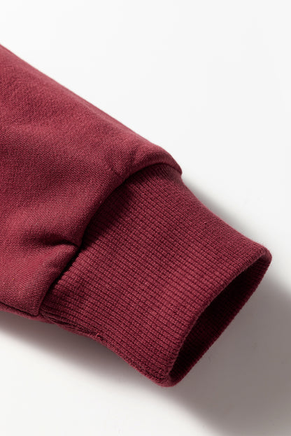 Red Dahlia Varsity Oversized Striped Detail Sweatshirt