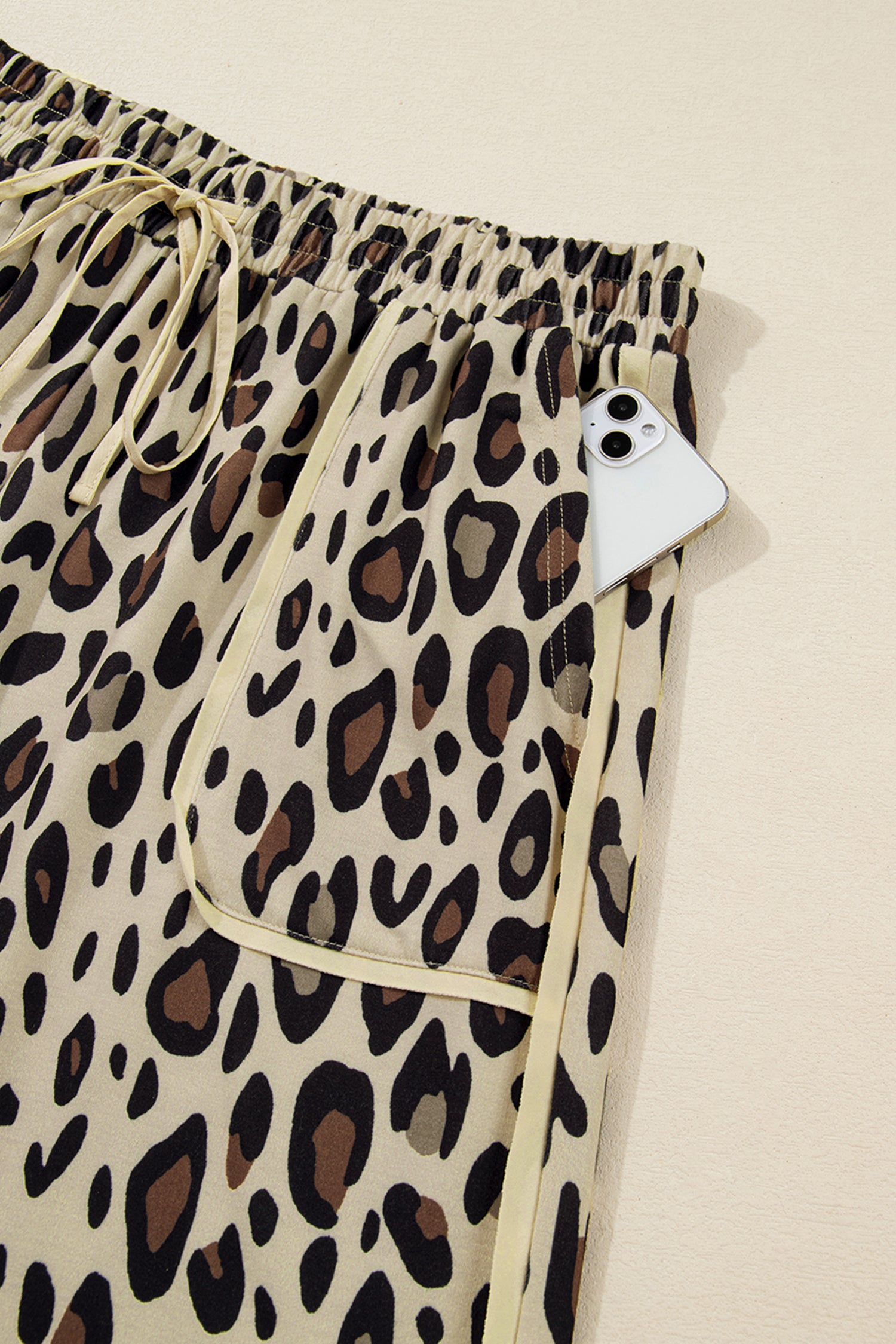 Dear-Lover Dropshipping Plus Size/Plus Size Bottoms Dear-Lover Khaki Leopard Pants Women's Plus Size Wide Leg Trousers Comfy Fit - Complete View