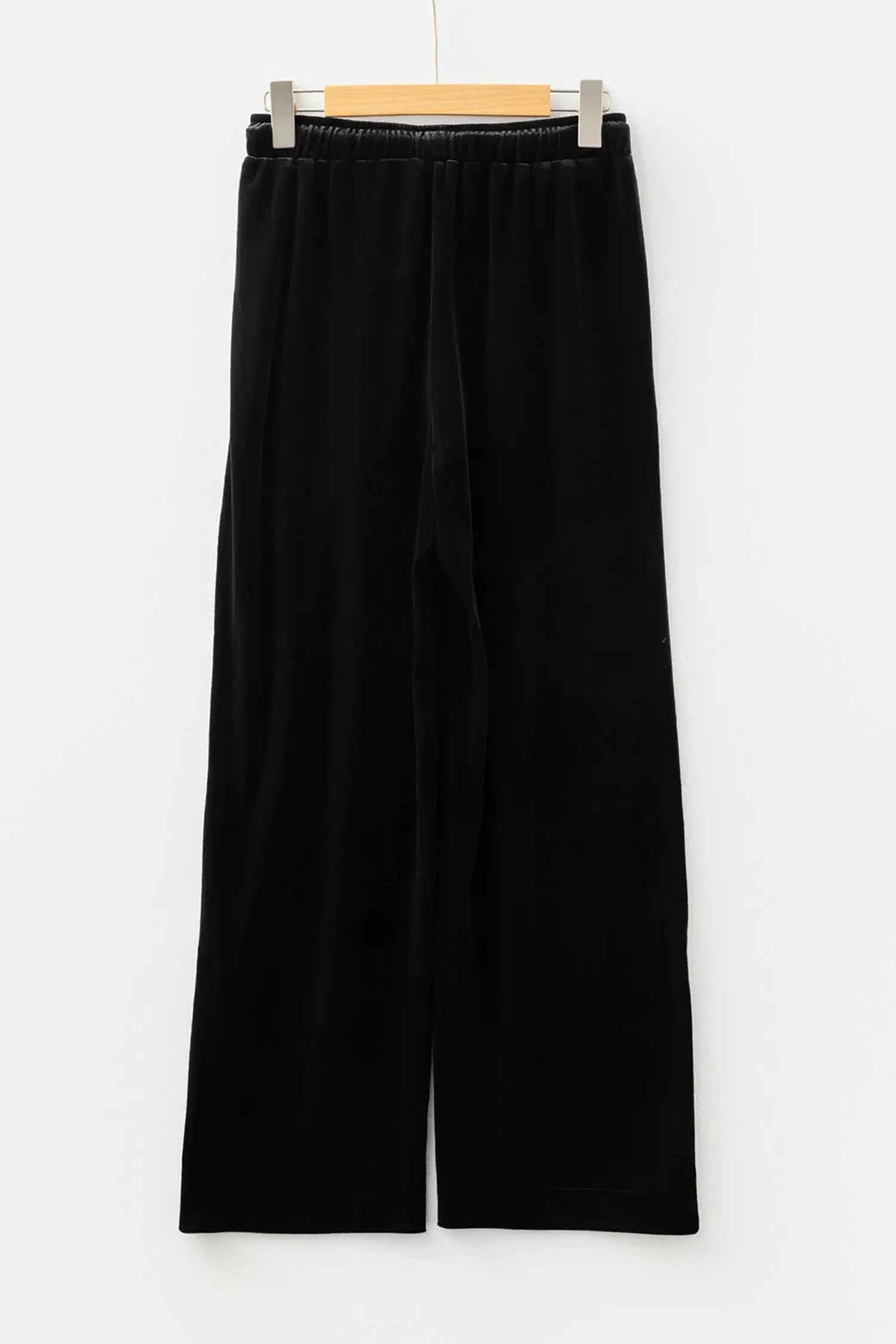 Black Shiny Velvet Drawstring High Waist Straight Leg Casual Pants for Women Dear-Lover Dropshipping