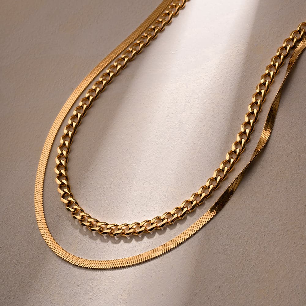 18K Gold-Plated Double Layered Necklace.