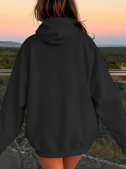 Drawstring Dropped Shoulder Hoodie.