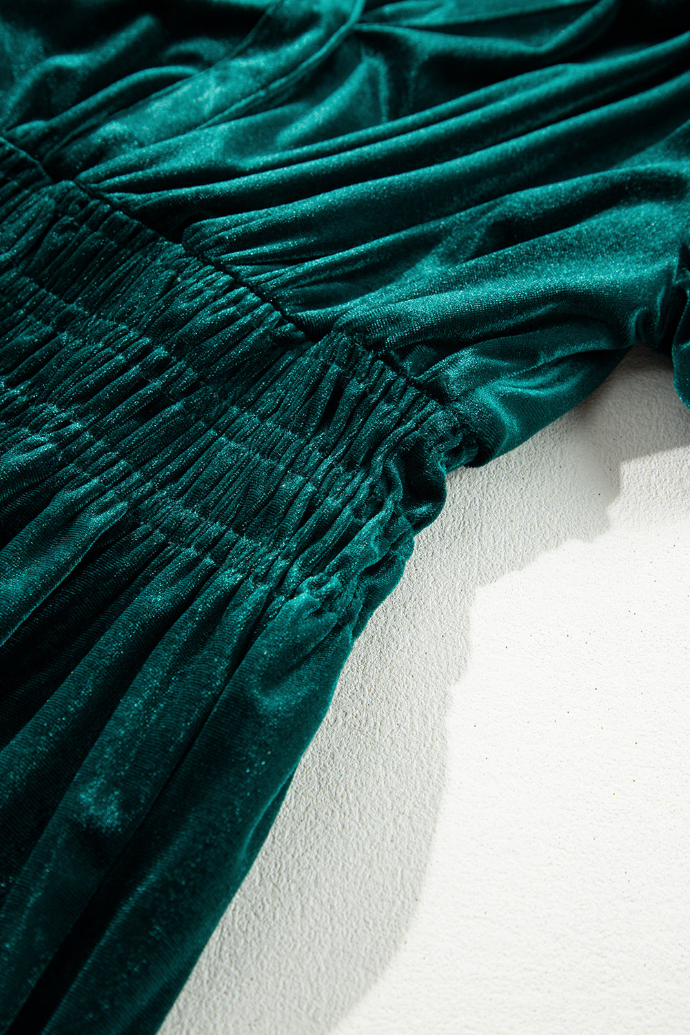 Evergreen velvet tiered maxi dress