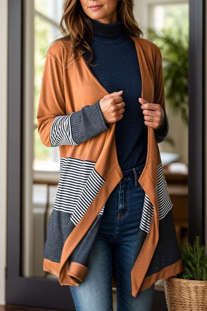 Chic striped long sleeve kimono