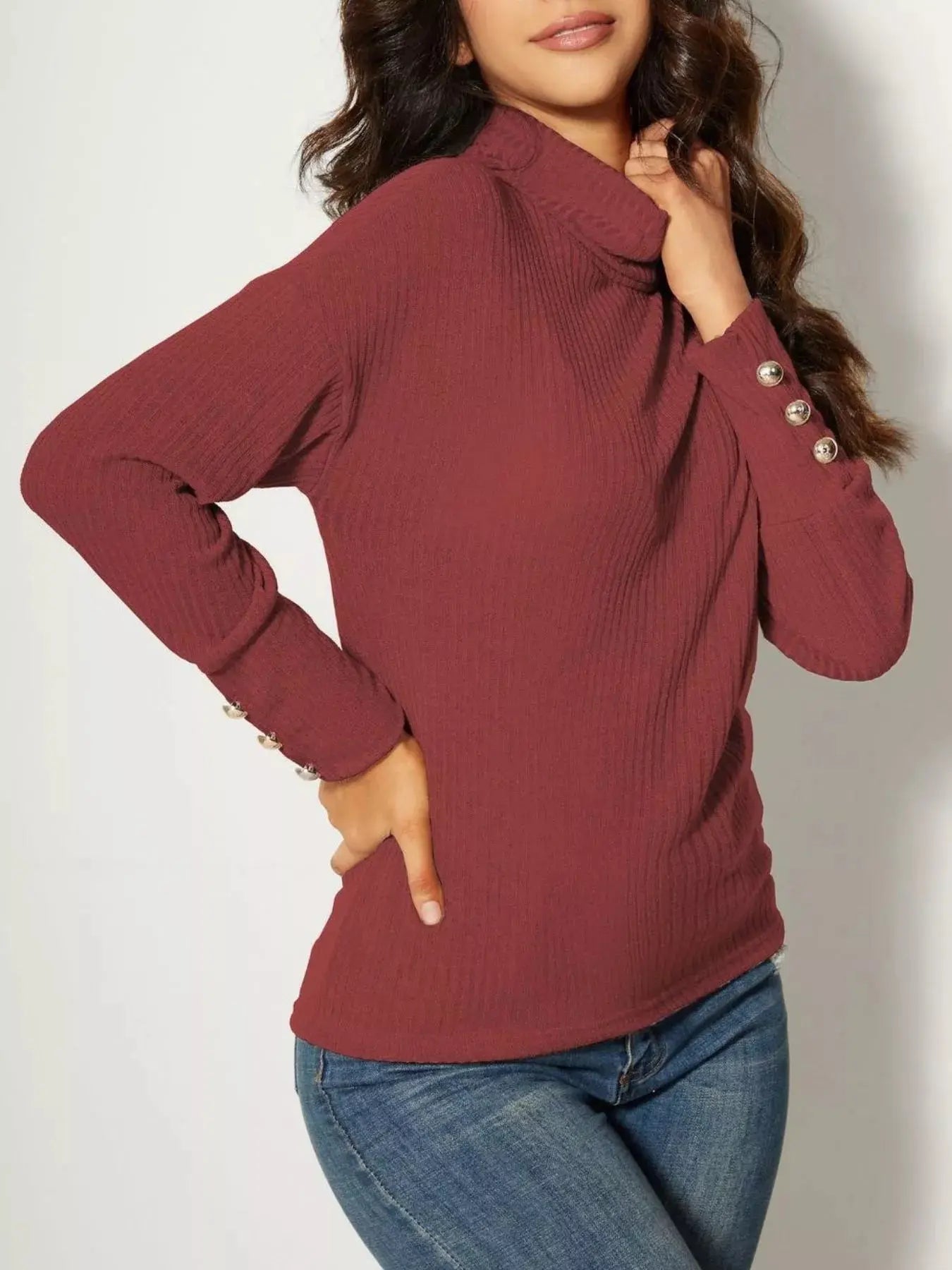 Ribbed Knit Turtleneck Sweater Simply Love