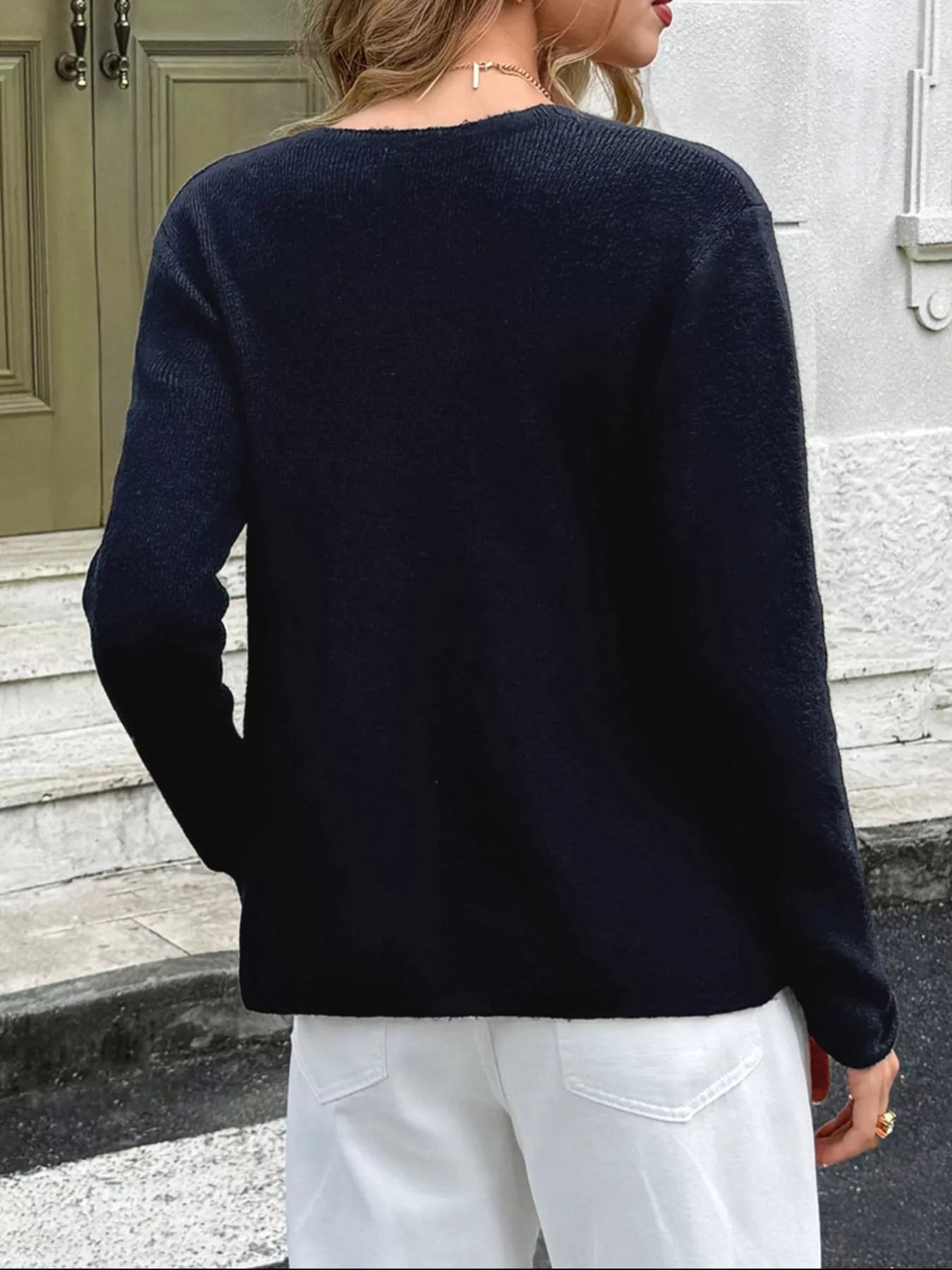 Double-Breasted Knit Cardigan Simply Love