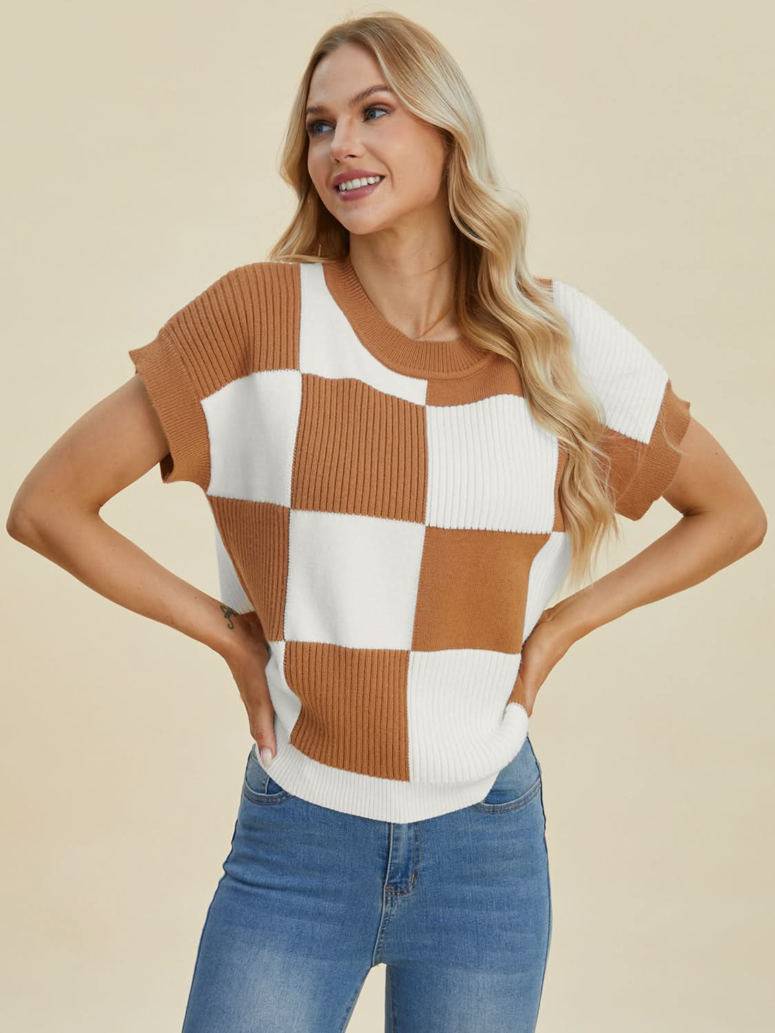 Chic Checkered Sweater - Plus Size