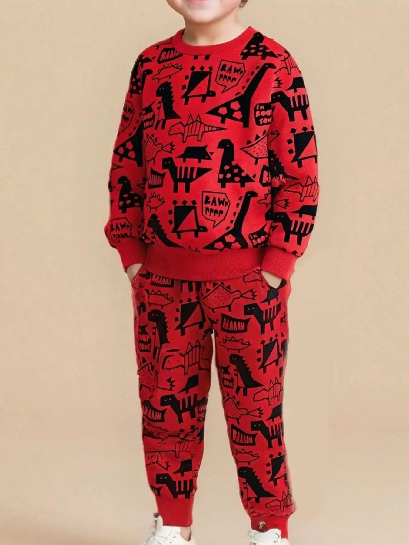 Children's Dinosaur Print Long Sleeve Sweatshirt & Pants Set Simply Love