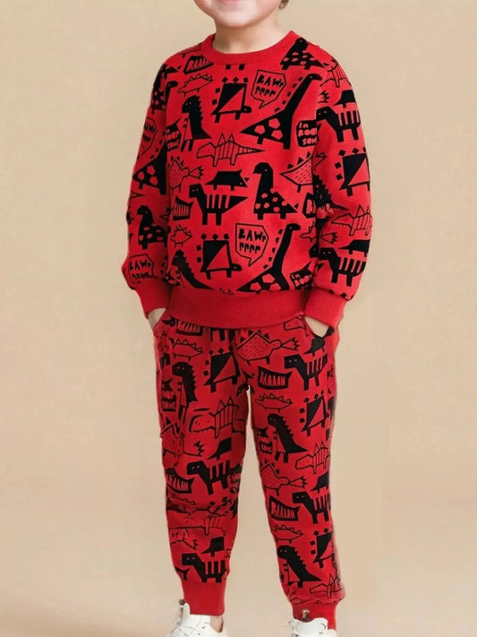 Children's Dinosaur Print Long Sleeve Sweatshirt & Pants Set Simply Love