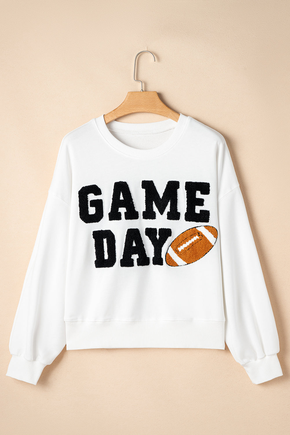 Stylish white varsity pullover sweatshirt for game day enthusiasts