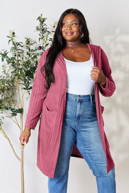 Basic Bae Full Size Hooded Sweater Cardigan.