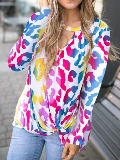 Stylish cutout long sleeve tee