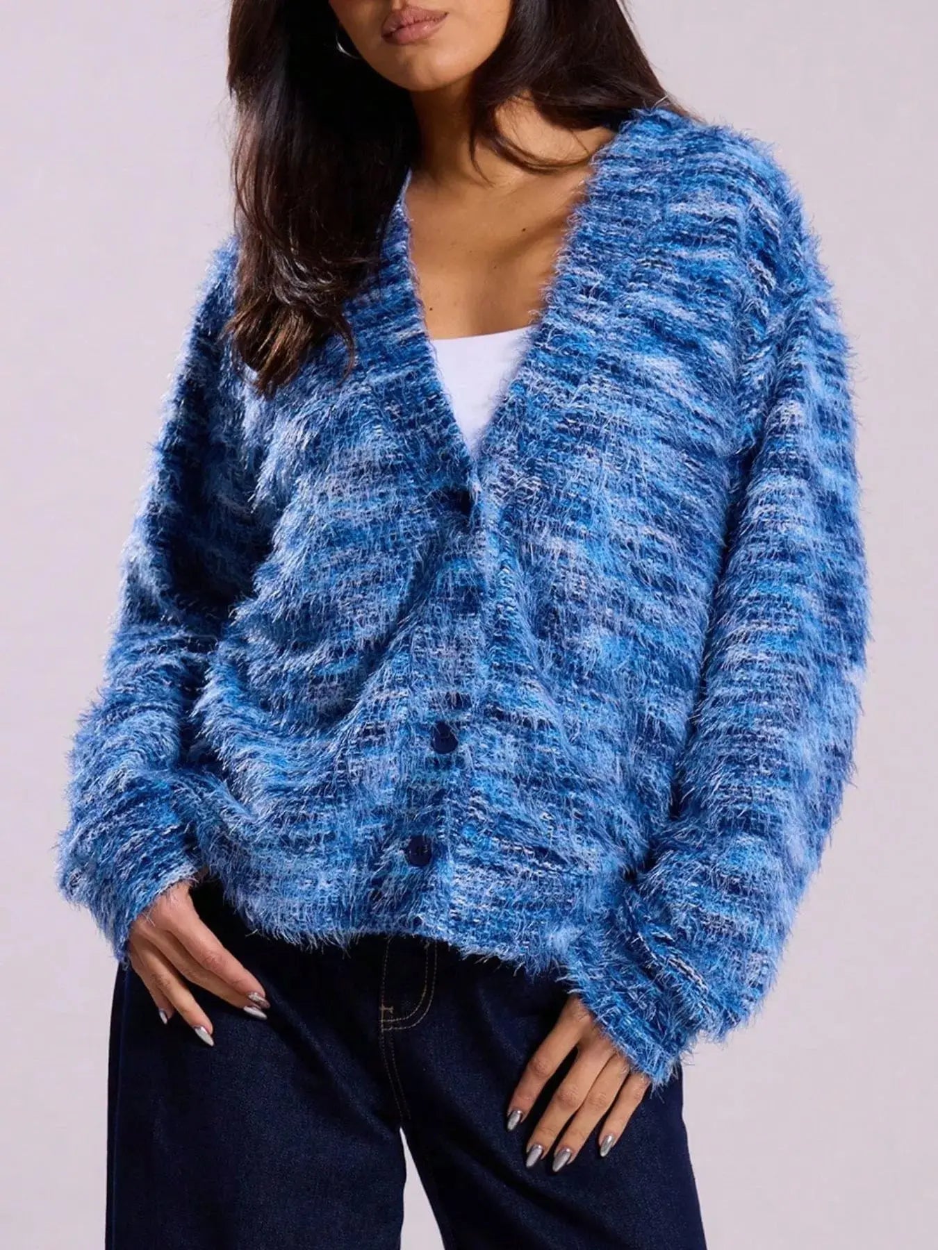 Textured Knit Button-Down Cardigan Simply Love
