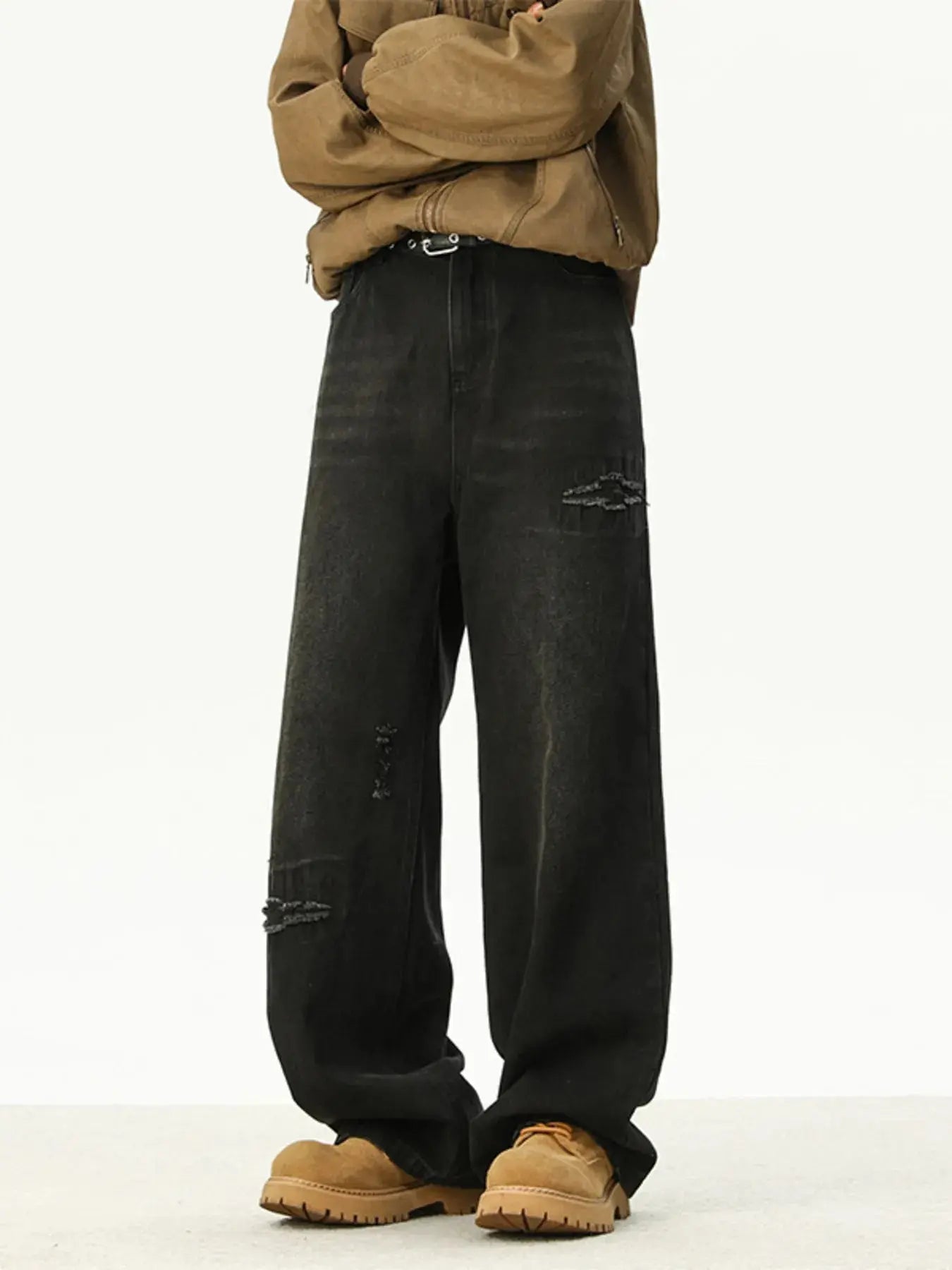 Men's Full Size Distressed Wash Loose Fit Jeans Plus Size Simply Love