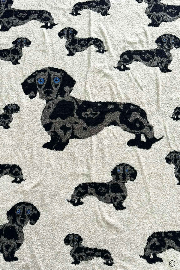 The Chloe Dachshund Throw Blanket Cozy Plush Allover Print