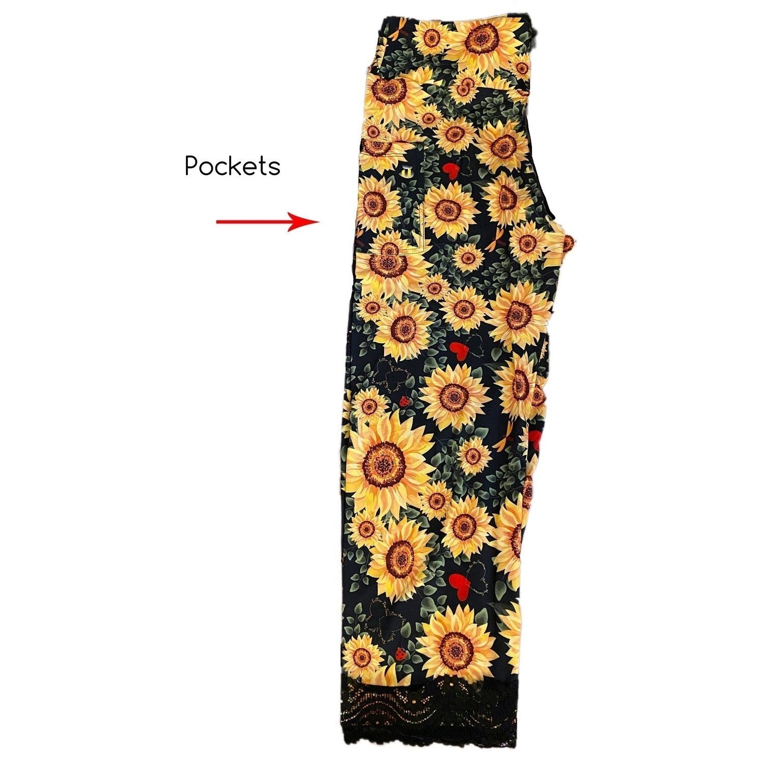 Sunflower Leggings with Black Lace Capri MM