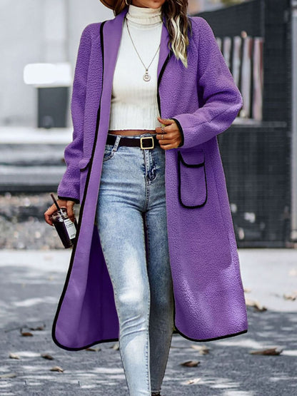 Chic long sleeve coat with pockets