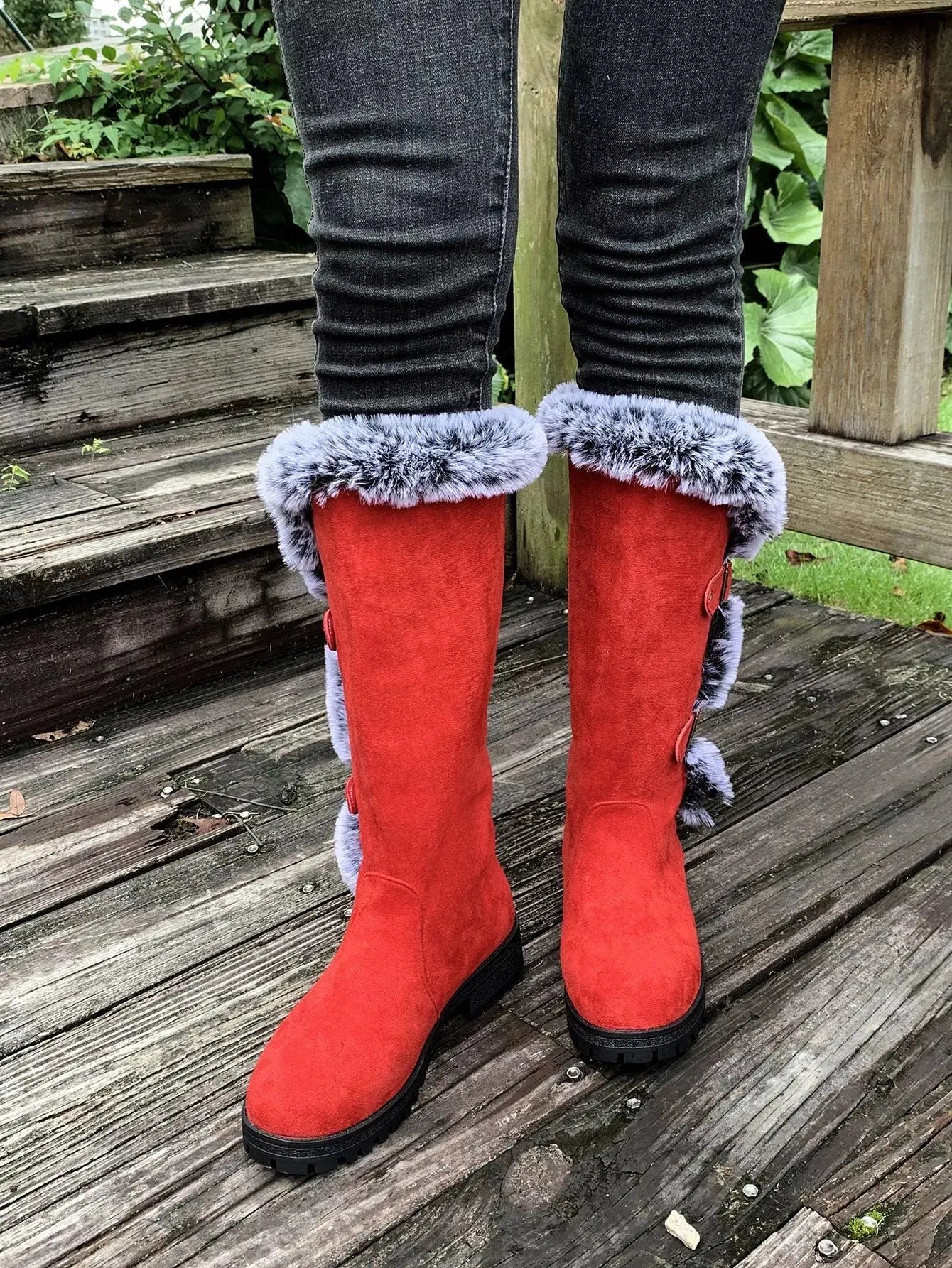 Round Toe Block Heels Boots Simply Love