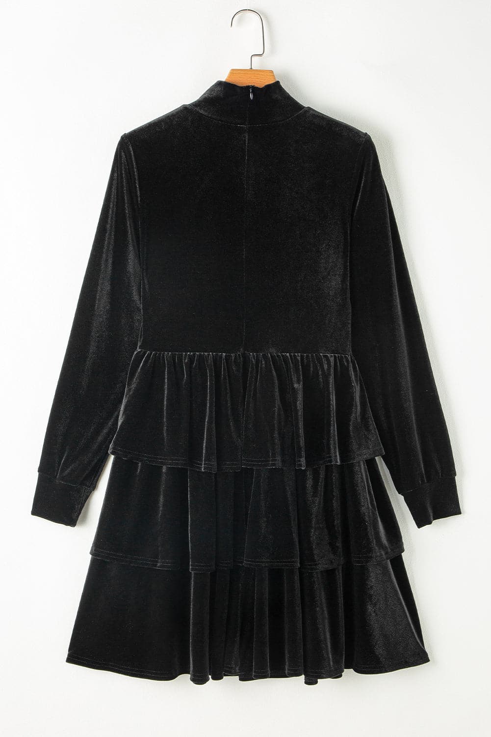 Ruffled Layered Long Sleeve Mini Dress.