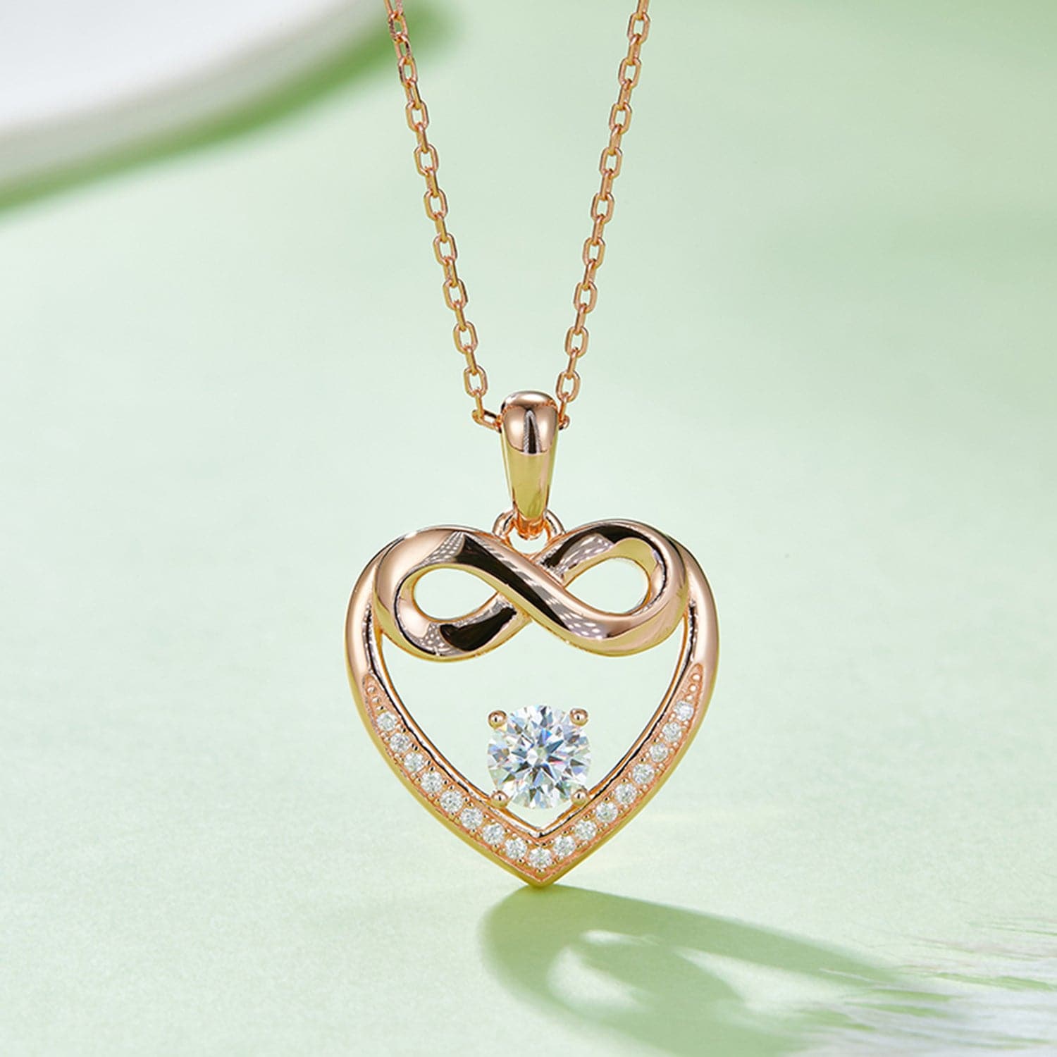 Moissanite 925 Sterling Silver Heart Necklace.