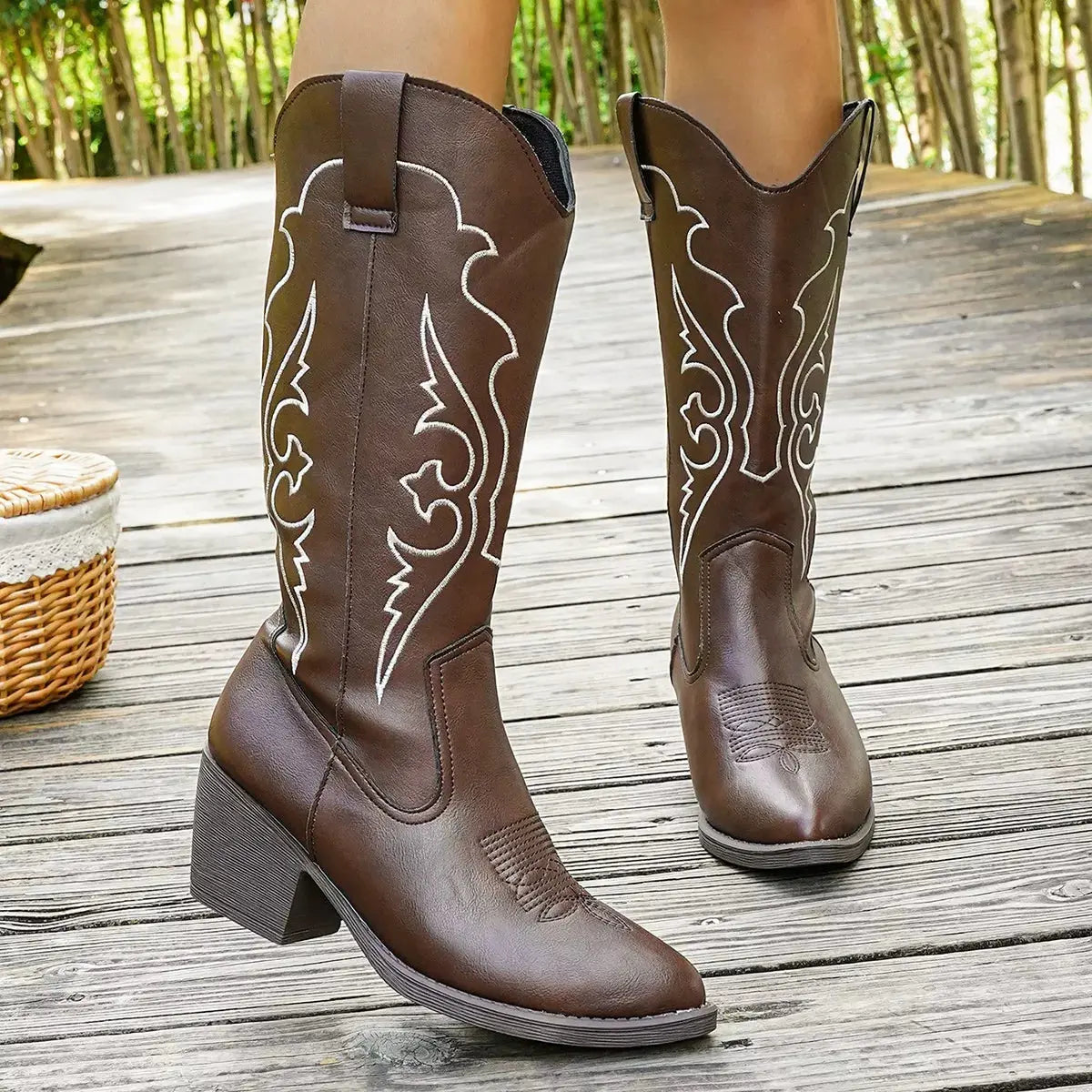 Point Toe Block Heels Boots Simply Love