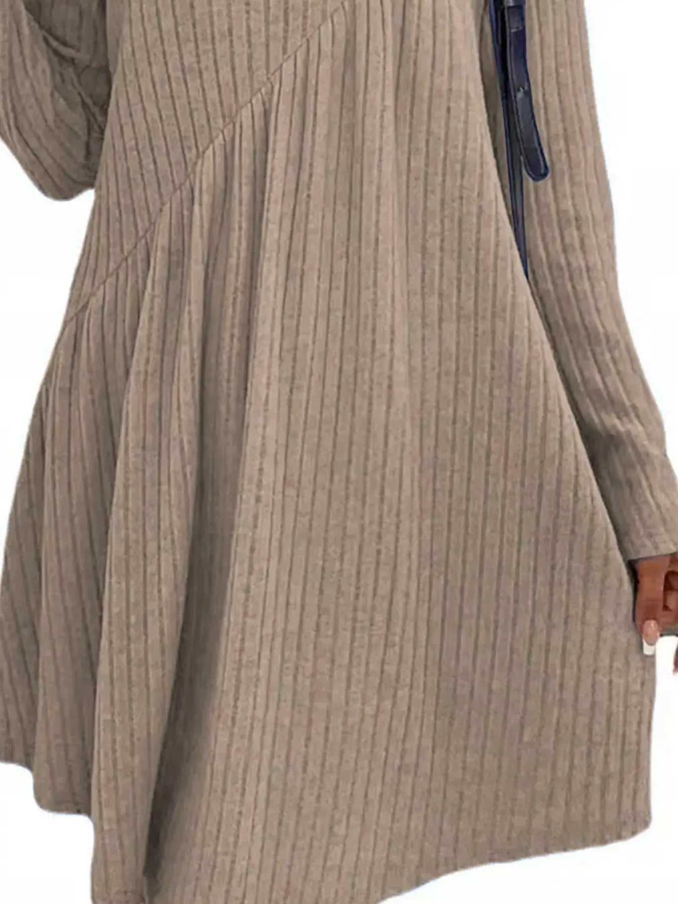 Casual Ribbed Knit Long Sleeve Swing Dress Simply Love
