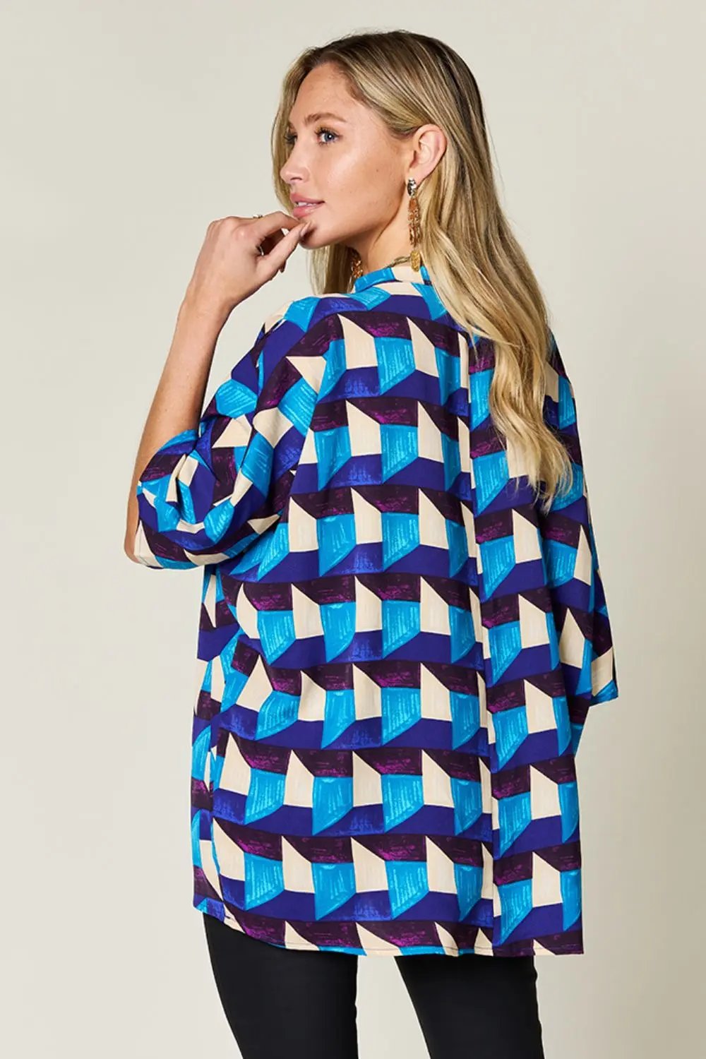 Double Take: Geometric Blouse, Notched Sleeves - Love Salve