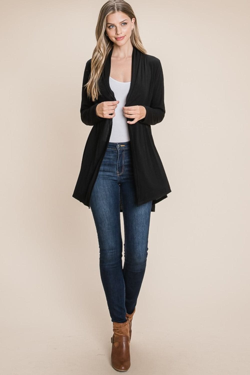 Chic open front knit cardigan for effortless layering