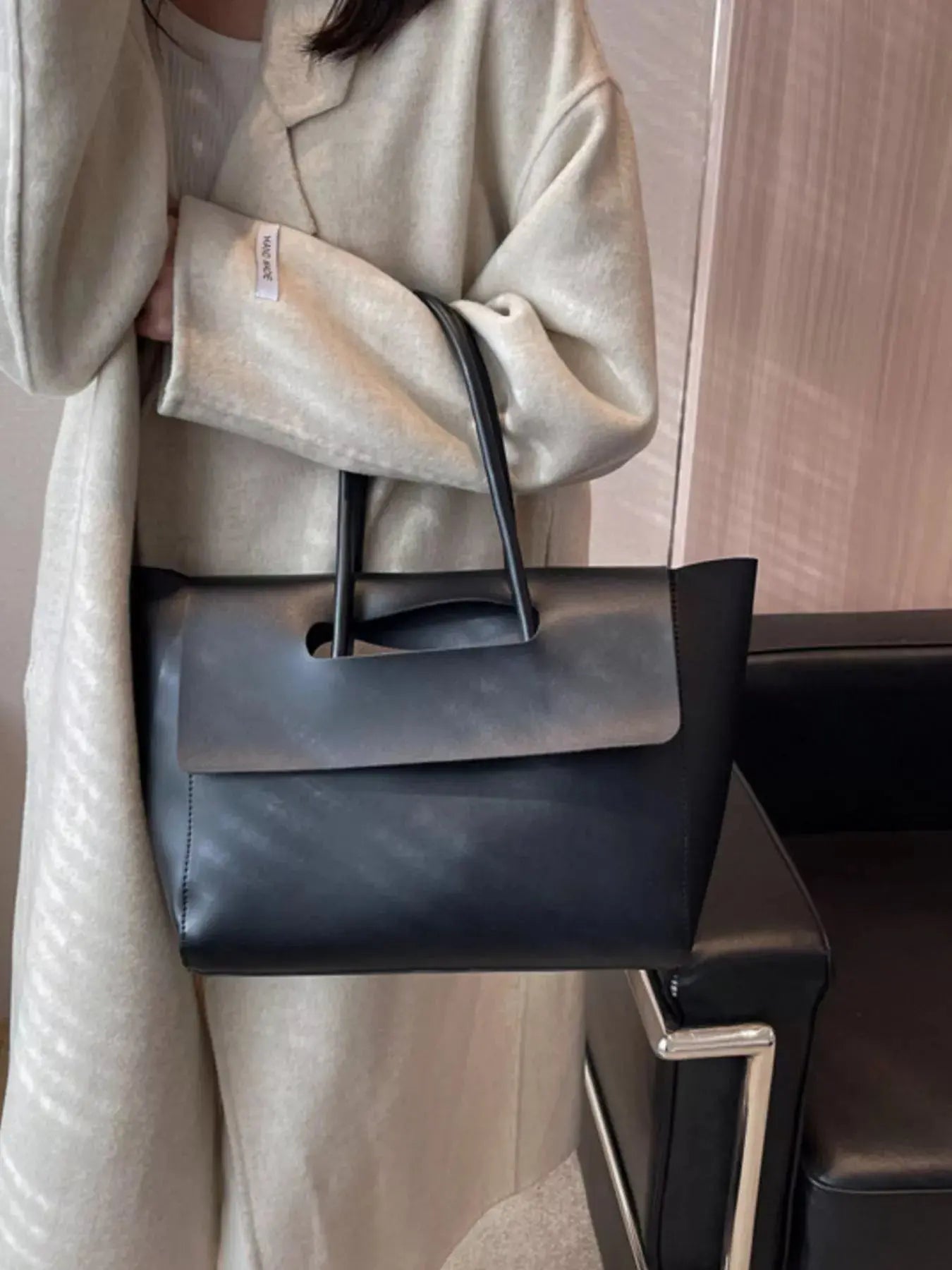 Solid Color Leather Handbag Simply Love