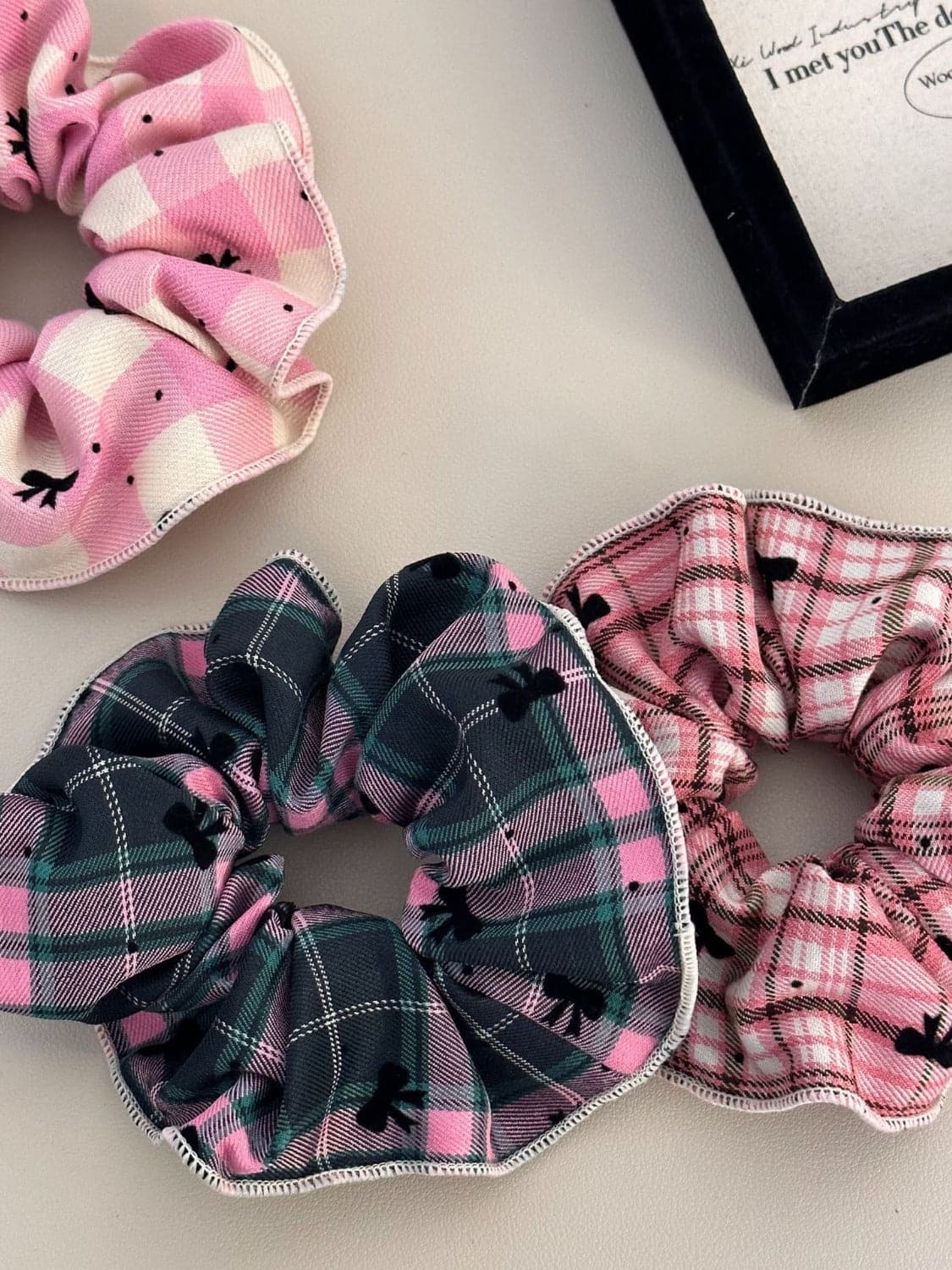 Chic plaid trio elastic hair scrunchies