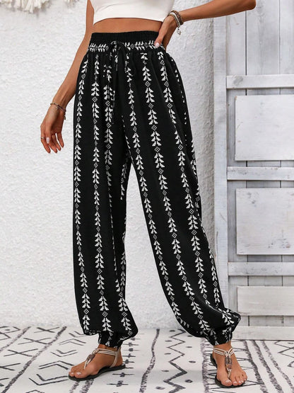 Tied Printed High Waist Pants.