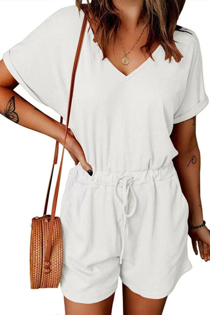 Full Size Drawstring V-Neck Short Sleeve RomperExperience Ultimate Comfort and Style with Our Full Size Drawstring V-Neck Short Sleeve Romper
 
 
Effortless Elegance: Elevate your everyday look with this chic romLove Salve -Neck Short Sleeve Romperjust arrived