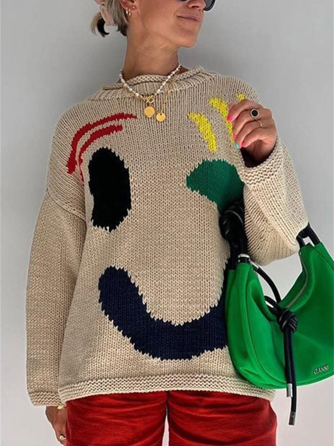Cozy colorblock pullover, 100% polyester - Love Salve 