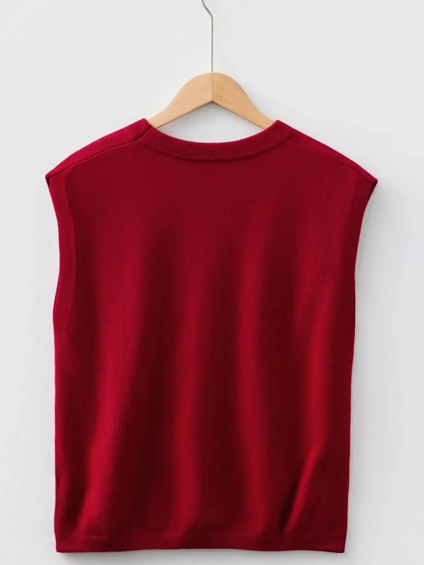 Solid Color Crew Neck Knit Cap Sleeve Sweater Simply Love