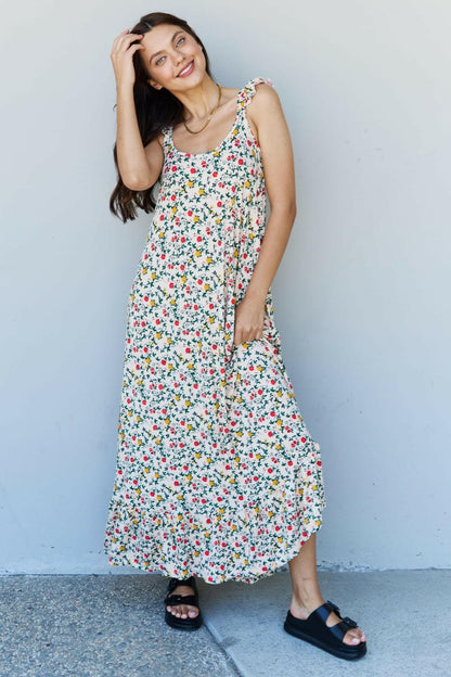 Doublju In The Garden Ruffle Floral Maxi Dress in Natural Rose.