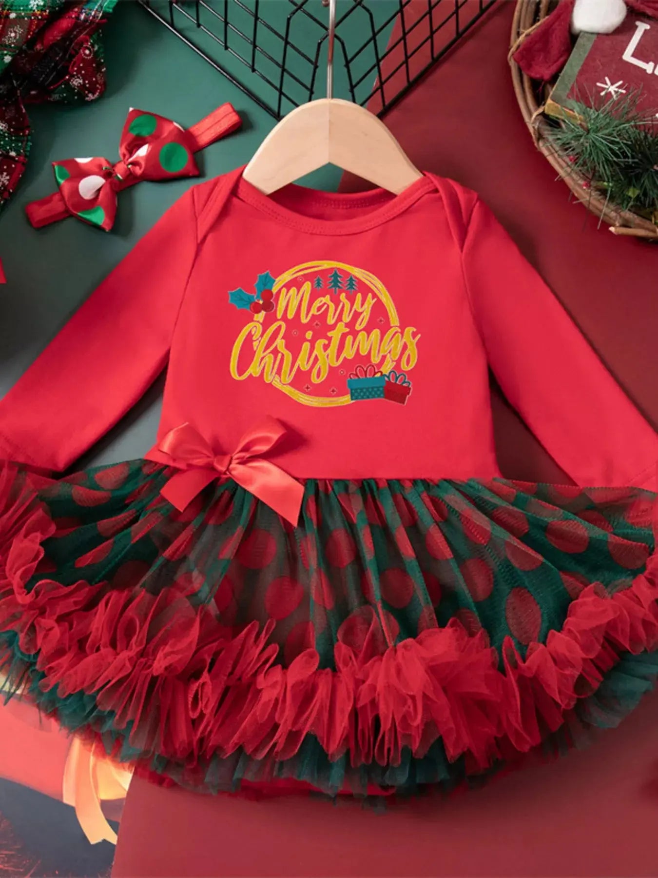 Children's Christmas Stocking Tulle Ruffle Dress Simply Love