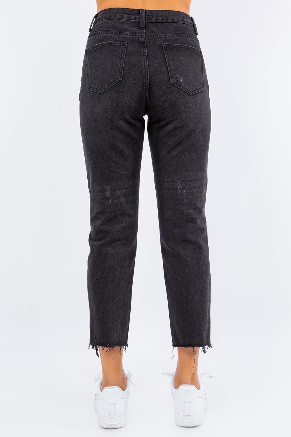 American Bazi High Waist Distressed Cropped Straight Jeans.