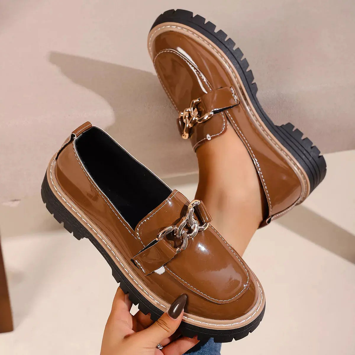 Chain Decor Chunky Loafers Simply Love