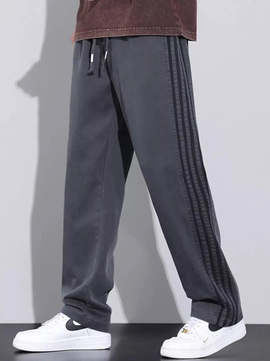 Men's Plus Size Casual Loose Fit Stripes Pants Simply Love