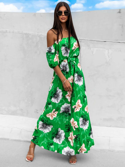 Pleated Floral Off-Shoulder Short Sleeve Midi DressPleated Floral Off-Shoulder Short Sleeve Midi Dress
 Step into elegance with our Pleated Floral Off-Shoulder Short Sleeve Midi Dress. Embrace sophistication effortleLove Salve -Shoulder Short Sleeve Midi Dressjust arrived