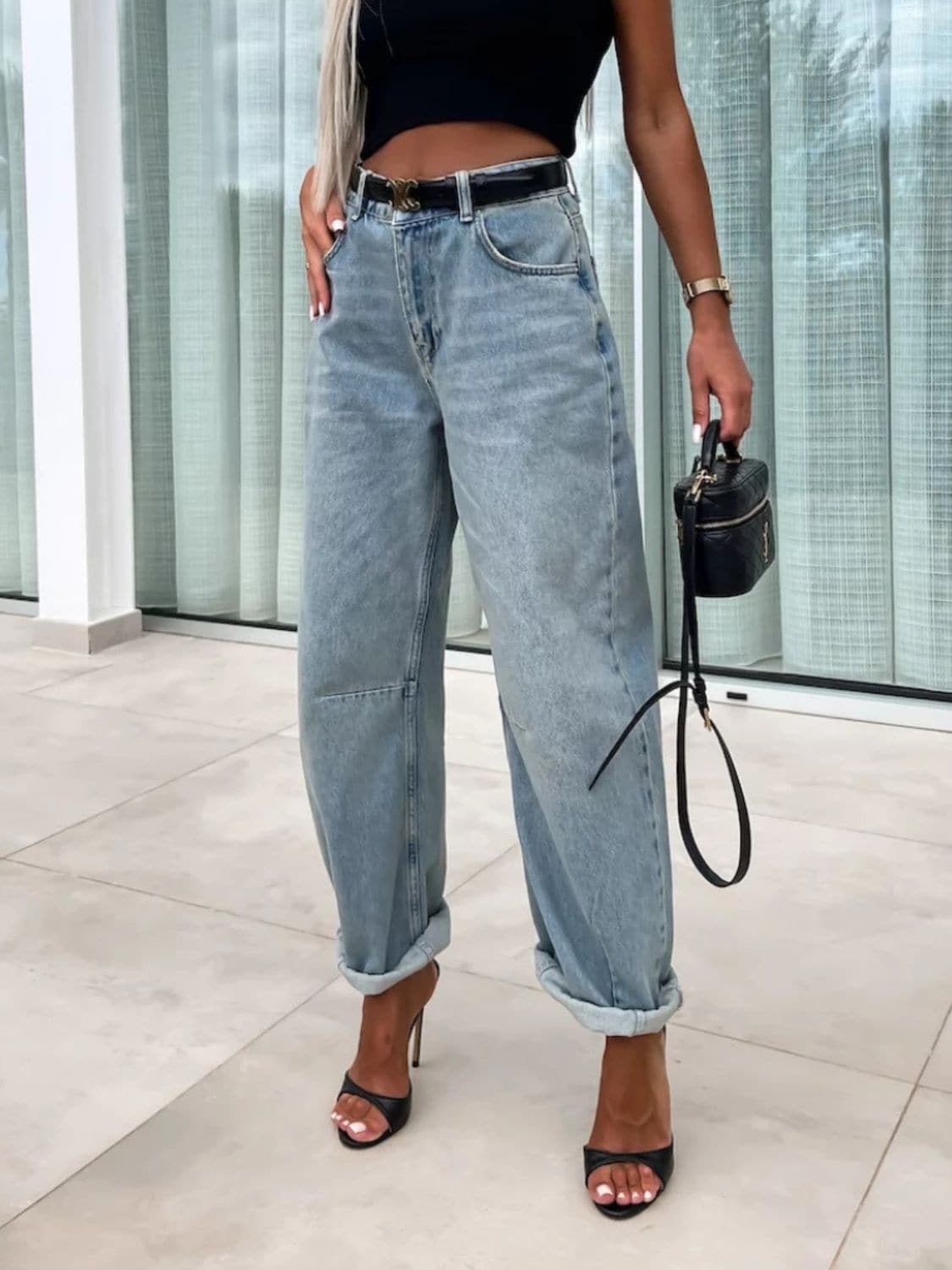 High Waist Wide Leg Jeans.