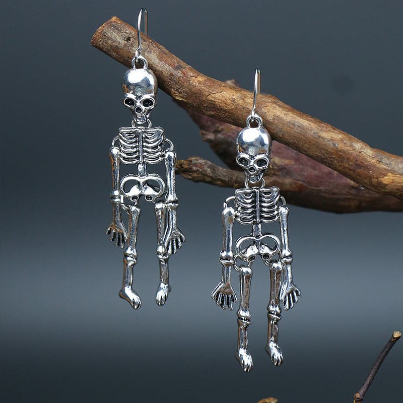 Skeleton Alloy Earrings - 2.8 in