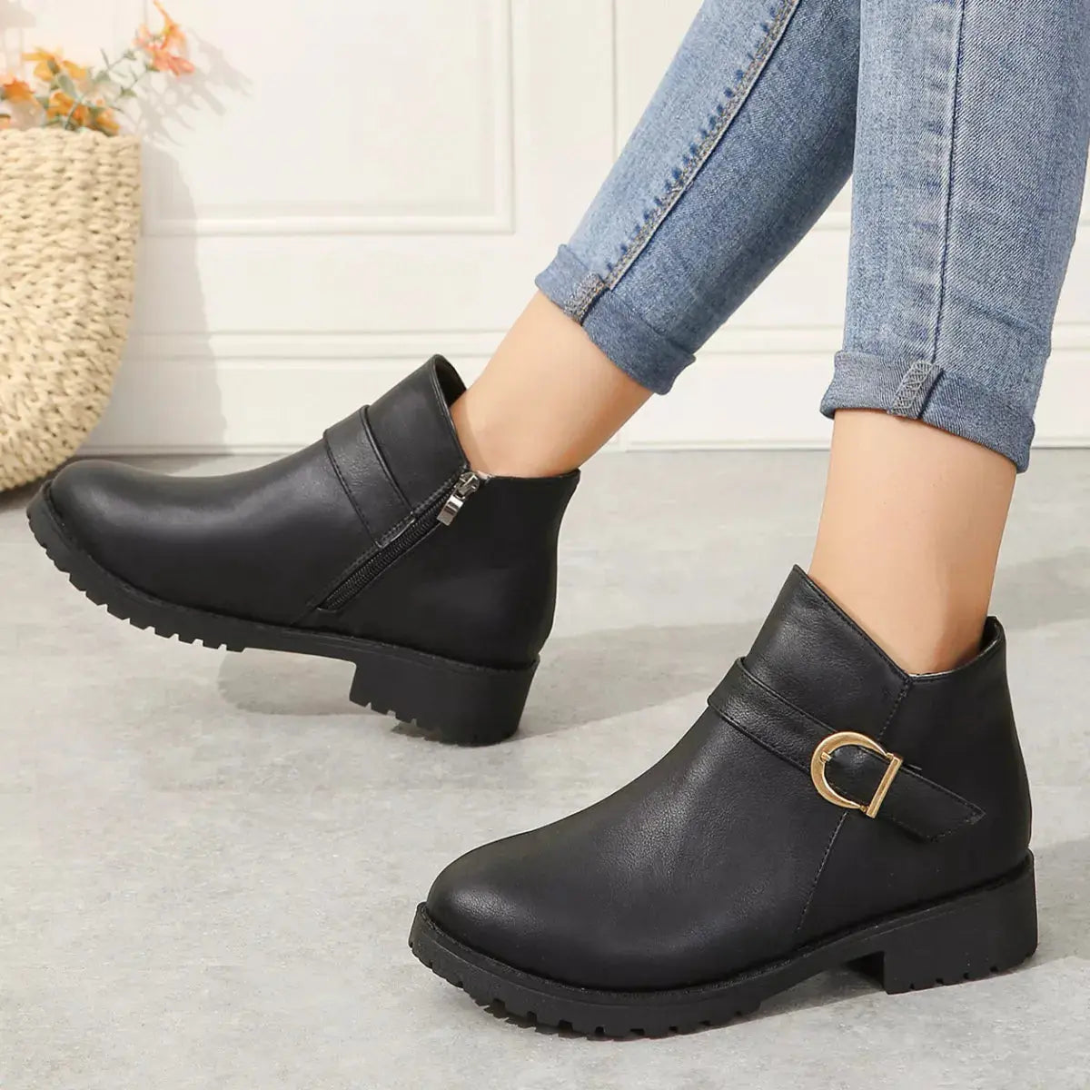 Round Toe Block Heels Boots Simply Love