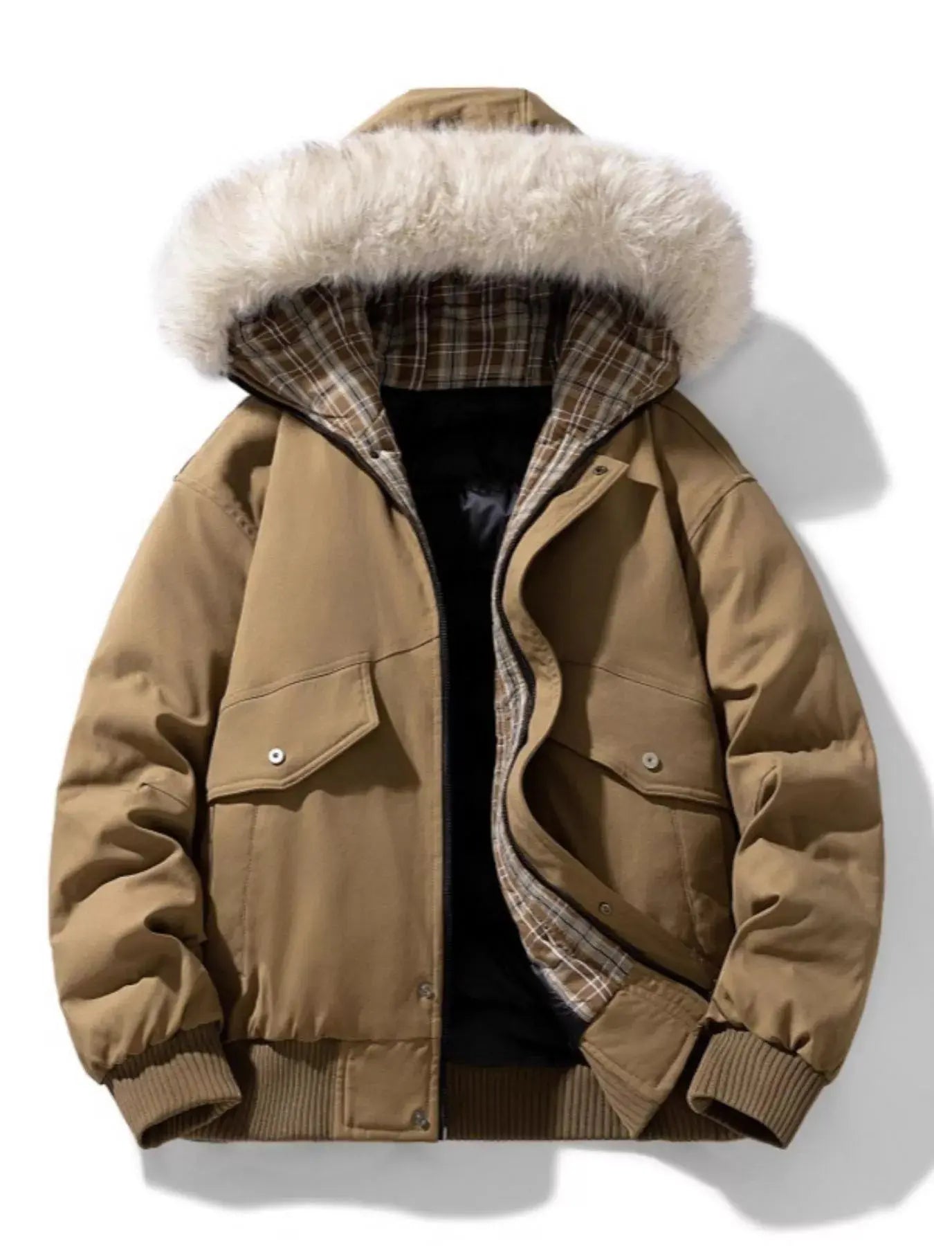 Men's Plus Size Fur Hooded Warm Padded Coat Simply Love