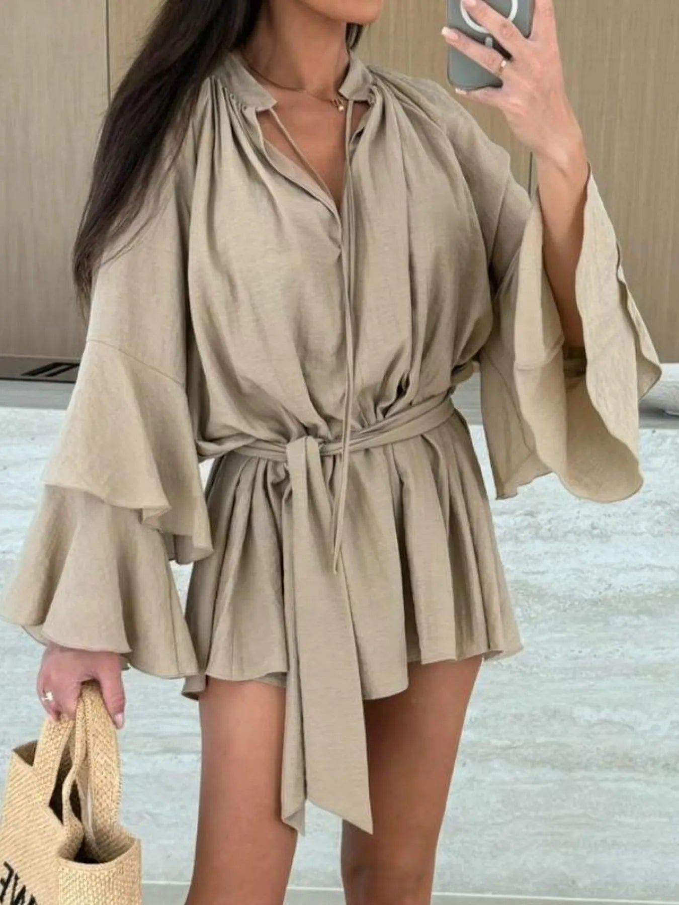 Flirt & Flow Bell Sleeve Mini Dress